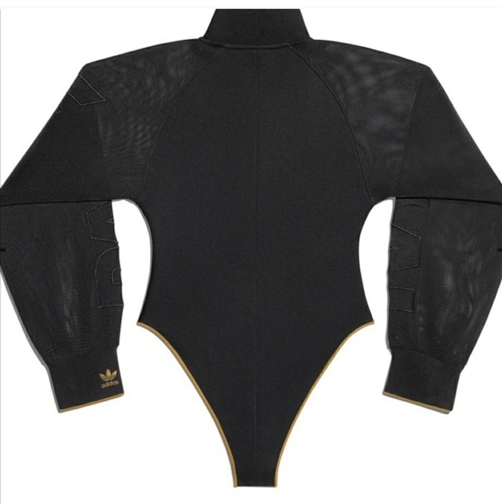 Adidas Ivy Park Black Mesh Sleeve Bodysuit L & 2X - Picture 4 of 5